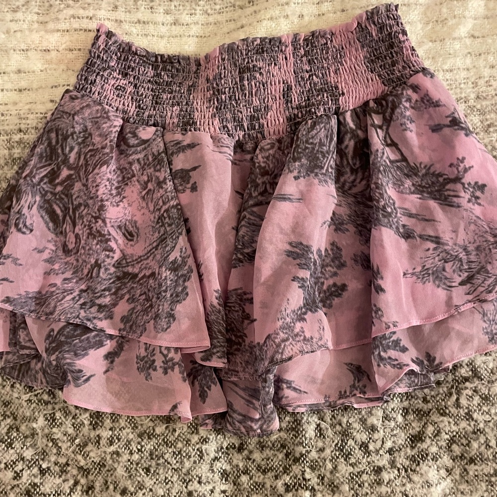 Pink and Black Floral Skirt